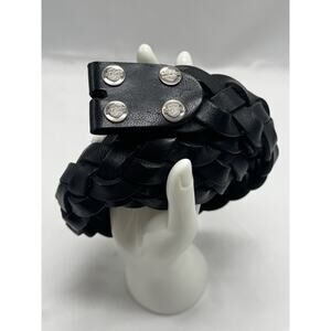 HARLEY DAVIDSON BLACK WOVEN LEATHER BELT Sz 46 NO BUCKLE 51” Biker Motorcycle